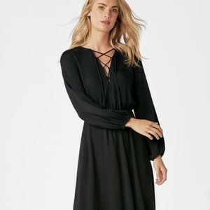 Lace up long sleeve black dress by Justfab